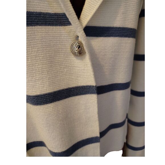 Rachel Zoe Blue Stripe Thick Cotton Long Sleeve Cardigan Sweater Size M......... - Picture 2 of 8
